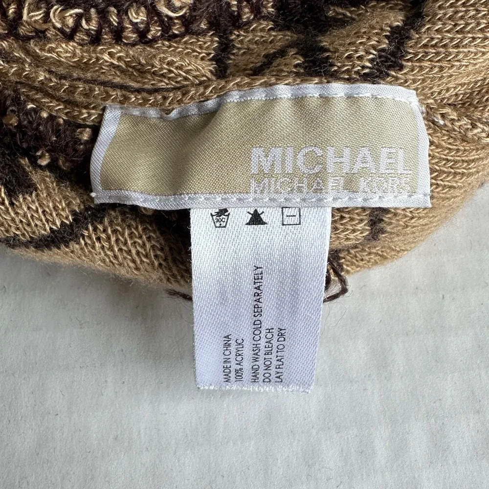 Michael Kors || Woman’s SIGNATURE MK BEANIE Winter Hat Gold and brown ones size